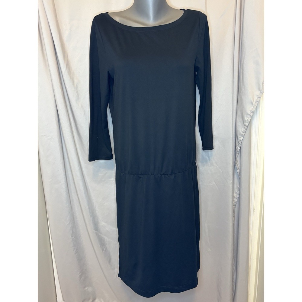 Lole Olena Black 3/4 Sleeve Drop Waist Dress Casual Travel Wear Women's Size M